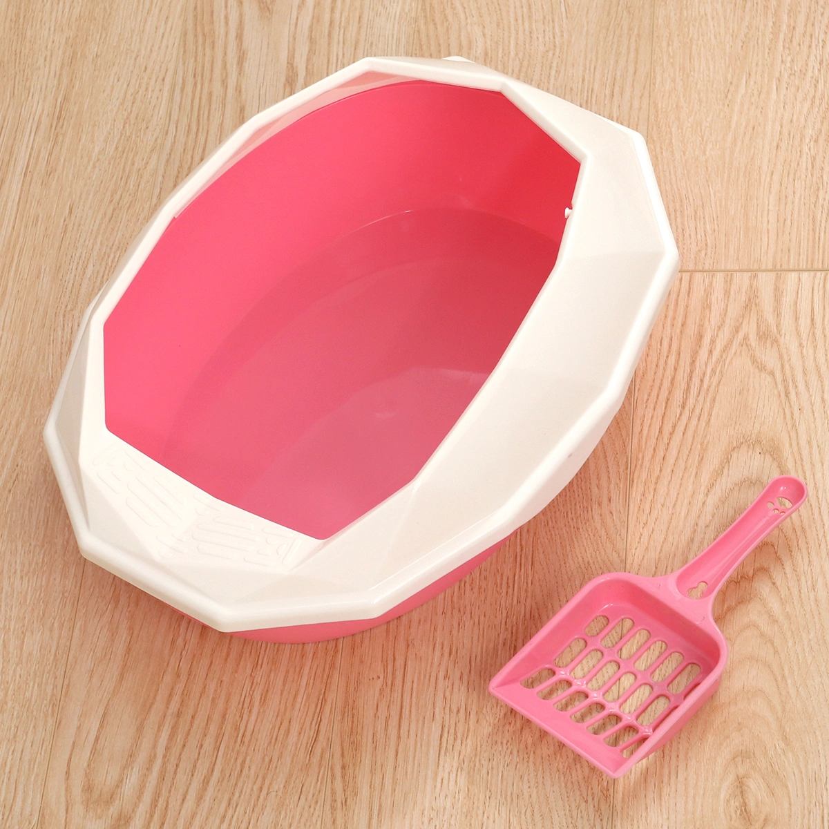 1 Set Household Cat Litter Box Semi-Enclosed Kitten Litter Container with Shovel