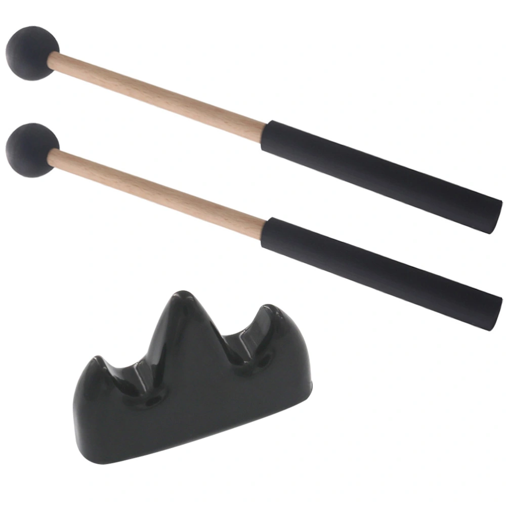 1 Set Wood Tongue Drum Mallets with Bracket Tongue Drum Drumstick with Holder