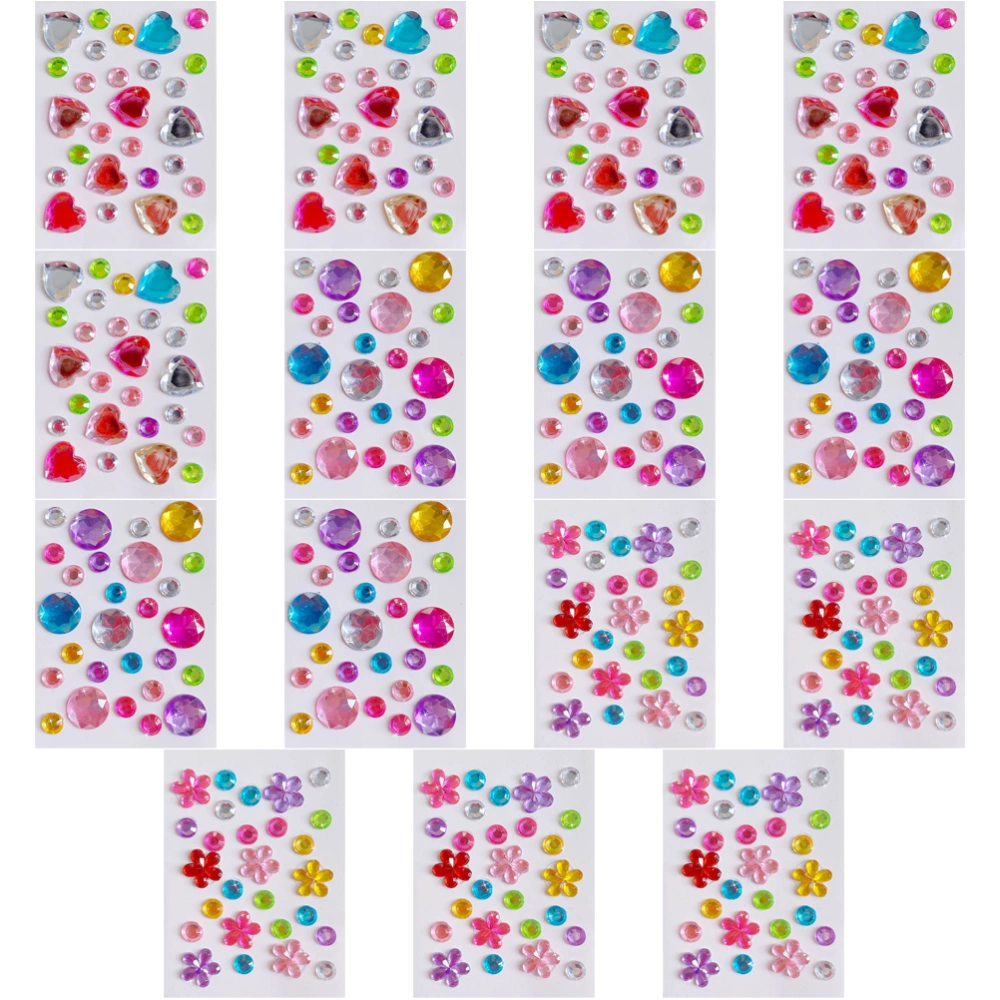 15 Sheets of Self Adhesive Craft Gem Stickers Decorative Gems Stickers Bling Jewels Stickers Diy Stickers