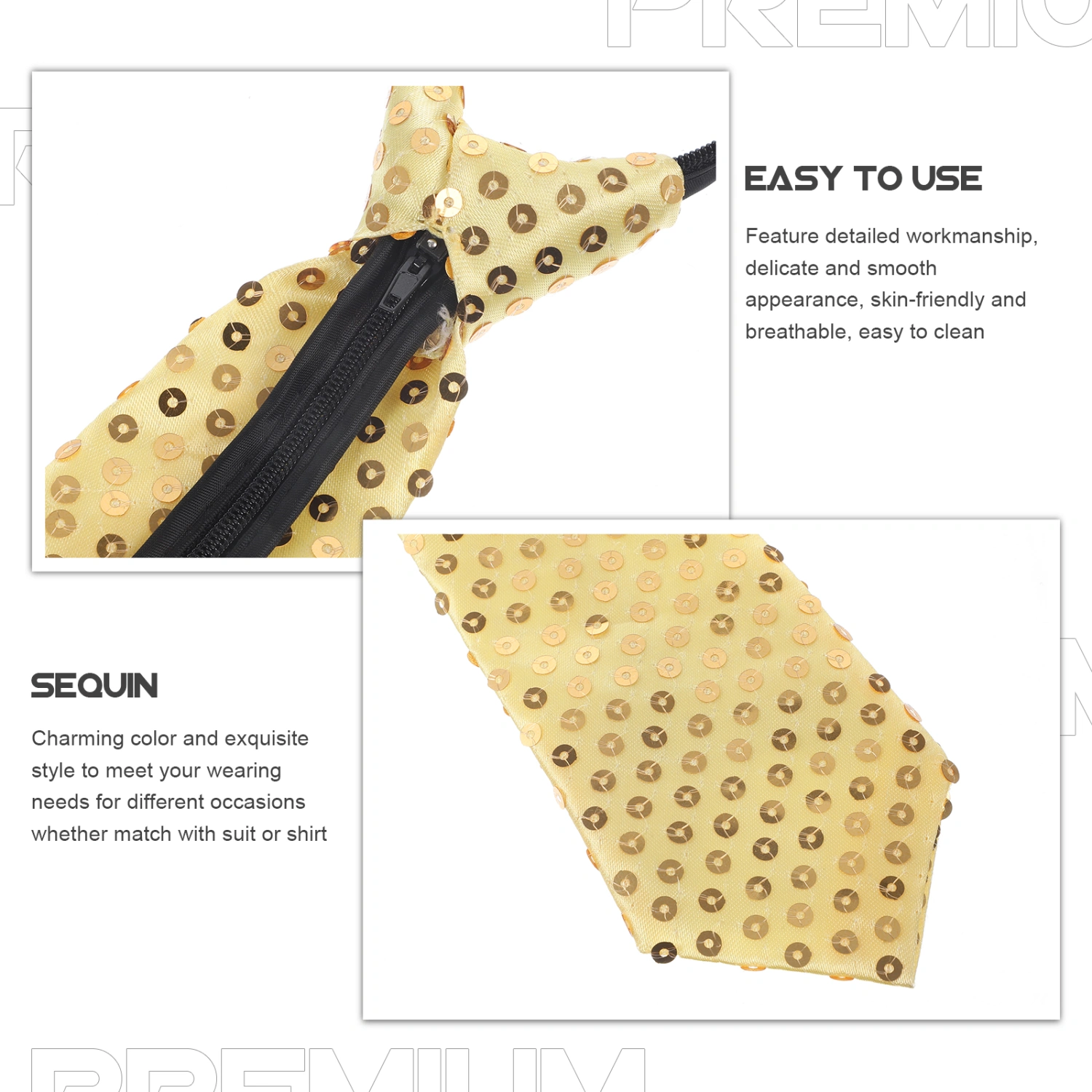 Sequin Tie Shine Necktie Fashion Necktie Cosplay Party Necktie Costume Tie Decor