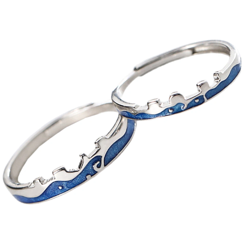 1 Pair Couple Ring Decorative Matching Rings Lover Matching Open Rings Jewelry for Gift
