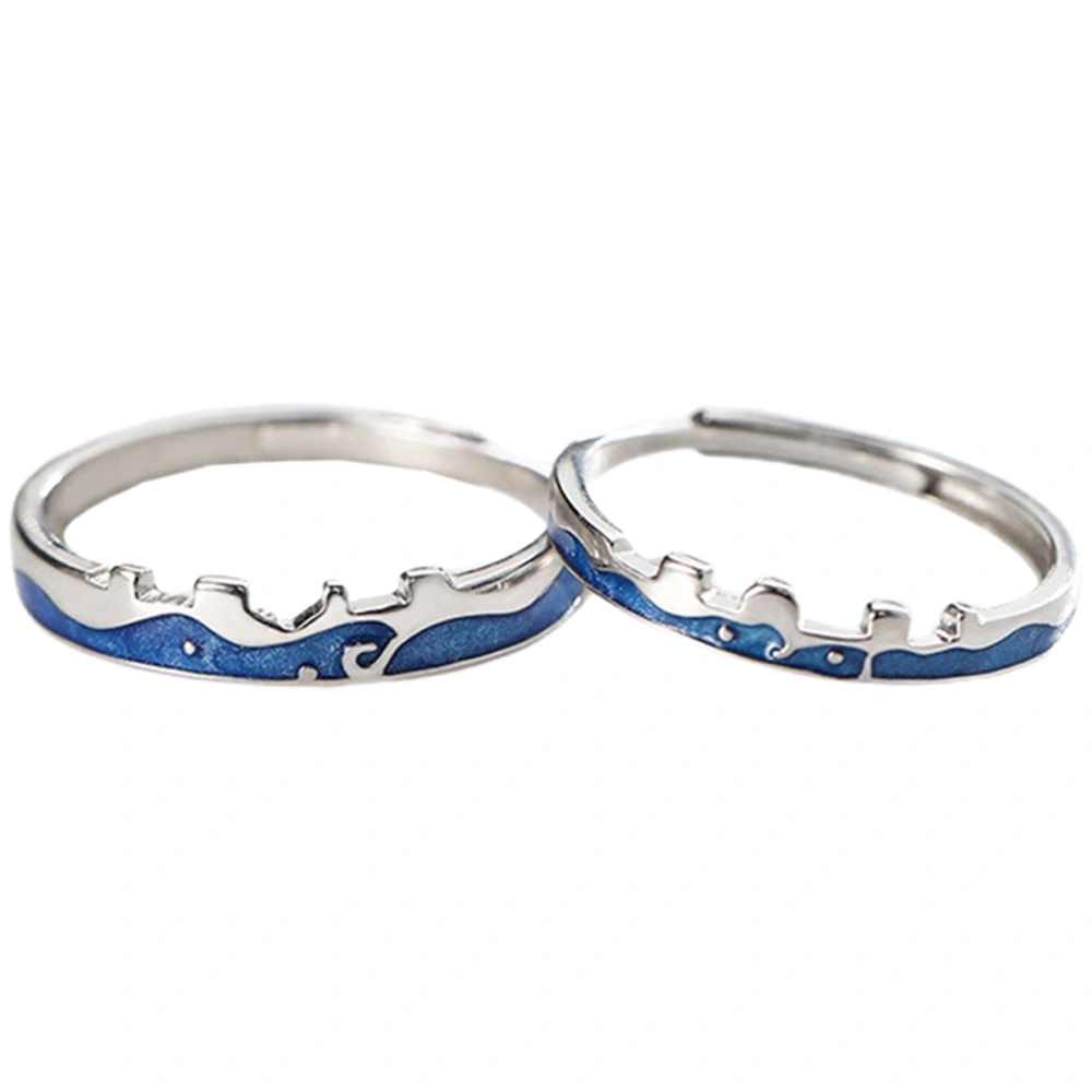 1 Pair Couple Ring Decorative Matching Rings Lover Matching Open Rings Jewelry for Gift