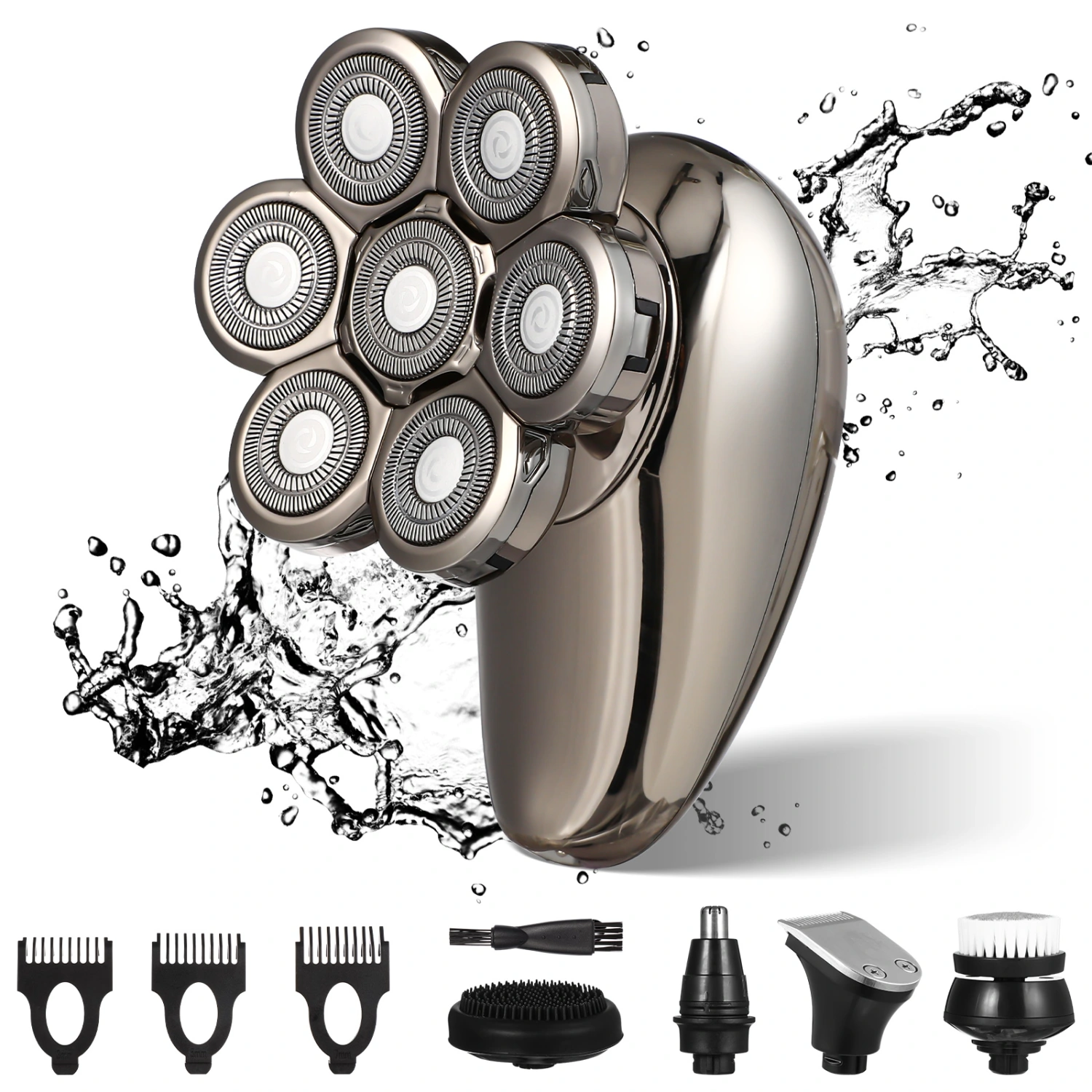Electric Shaver 7-head Multifunctional Beard Trimmer Electric Razor Facial Cleaning Machine for Men