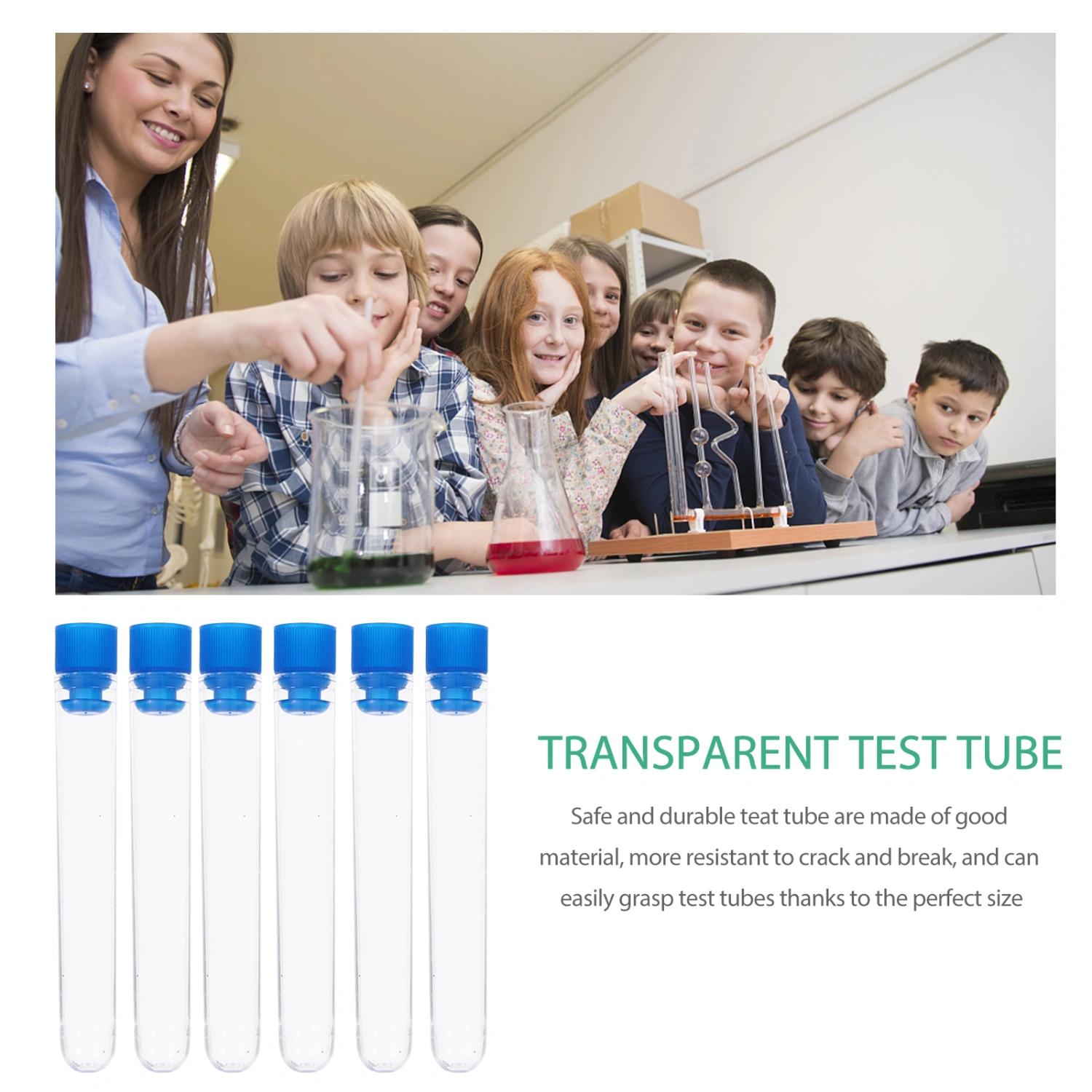 50pcs Test Tubes Test Vials Storage Containers Clear Tube for Sample Testing