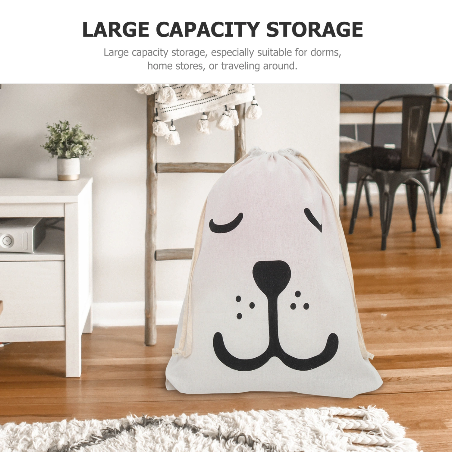 2pcs Household Multi-functional Storage Drawstring Bag Large Toy Arrangement Bag Laundry Basket