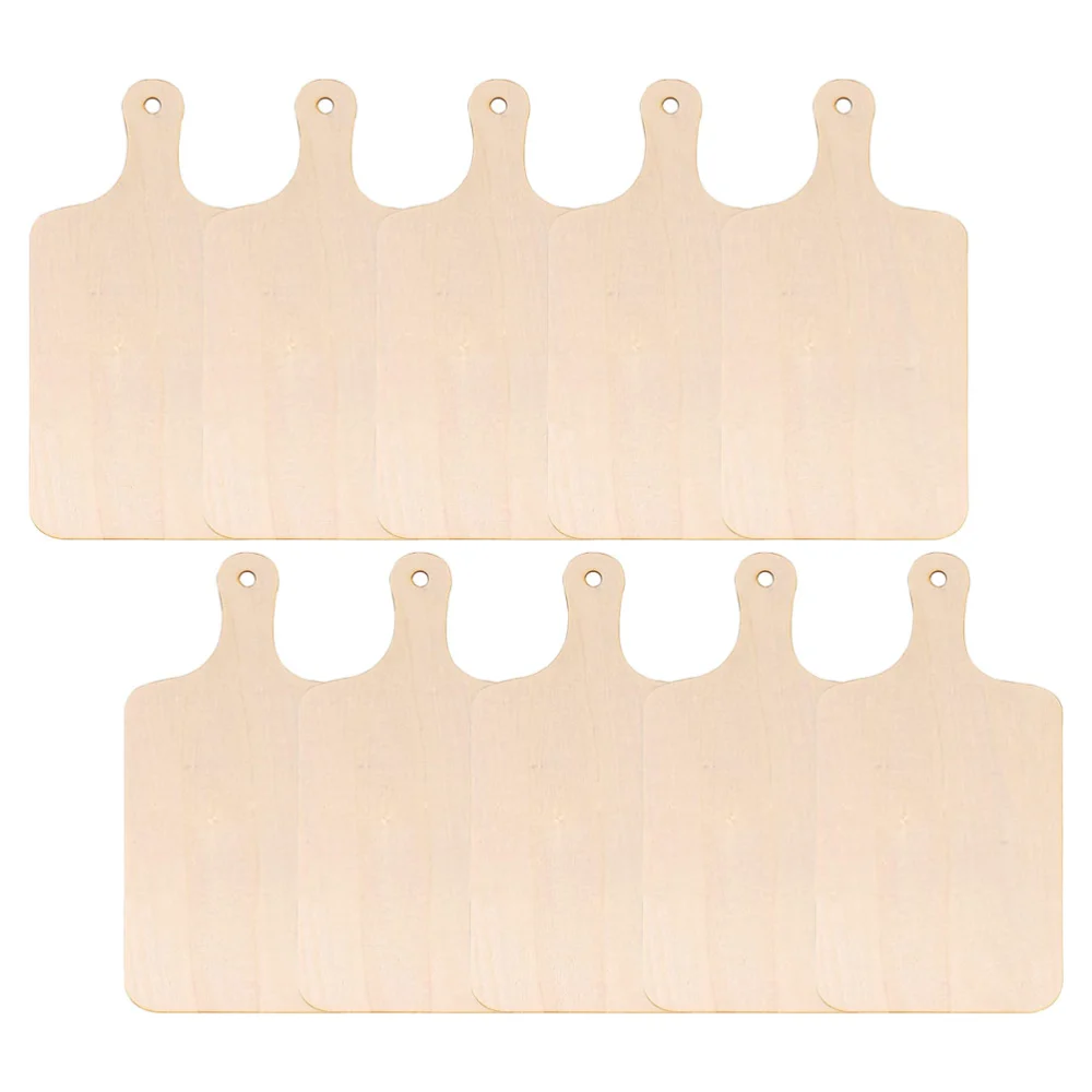 10Pcs Wood Craft Cutting Board DIY Blank Paddle with Handle Unfinished Mini Wooden Cutting Board