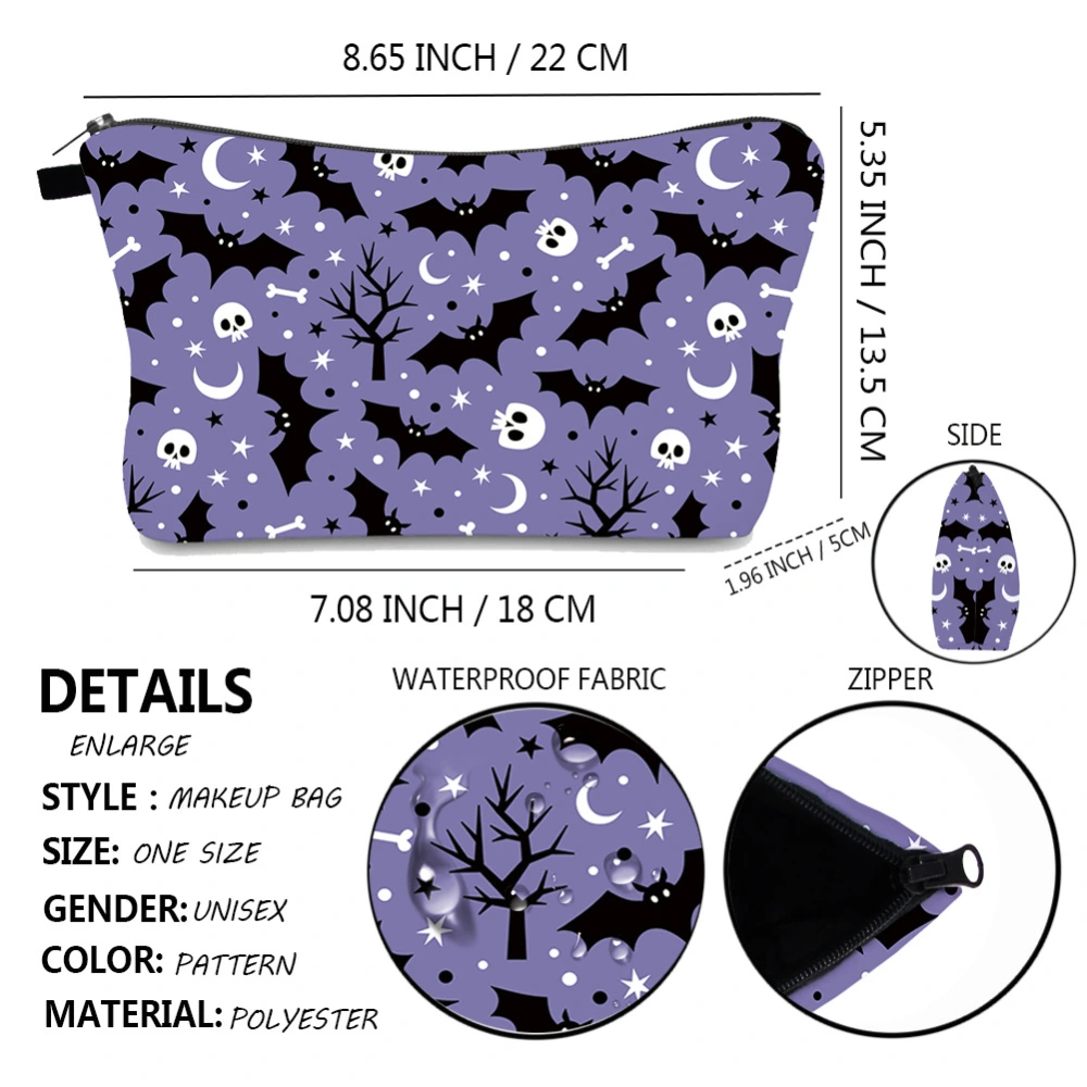 Makeup Bag Halloween Pattern Zipper Pouch Vanity Bag Organizer Bag Container