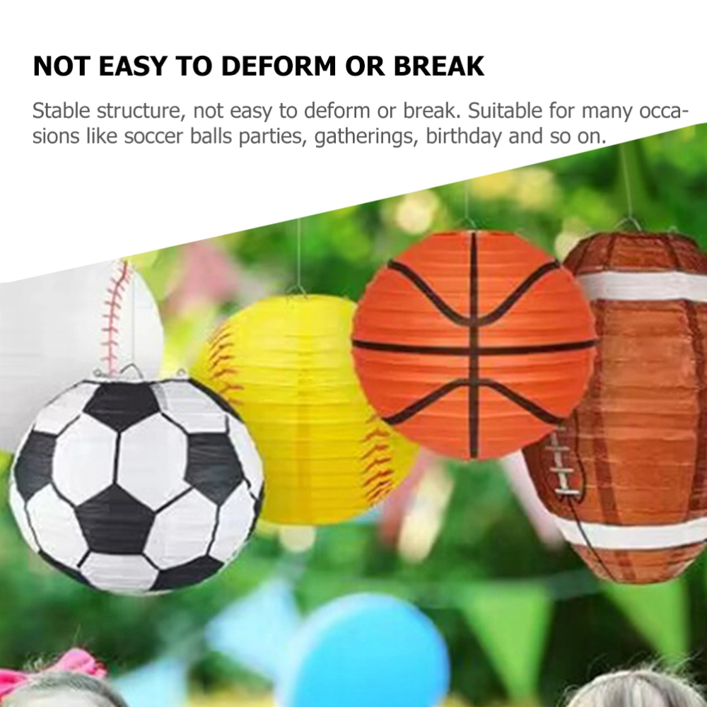 6pcs Rugby Paper Lanterns Rugby Shaped Sport Paper Lanterns  Hanging Lanterns Decor