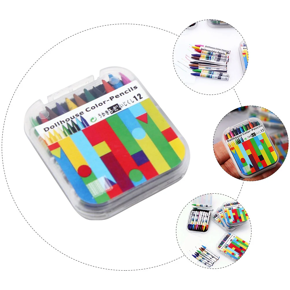1 Box of Mini House Decorative Crayons Miniature Crayons Micro Landscape Props