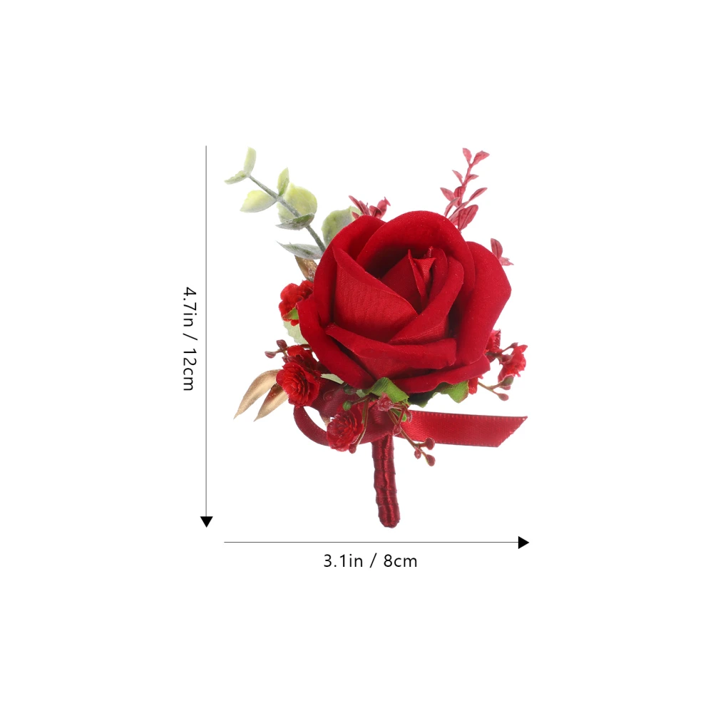 Wedding Boutonniere Artificial Rose Flower Corsage for Bride Groom Groomsmen