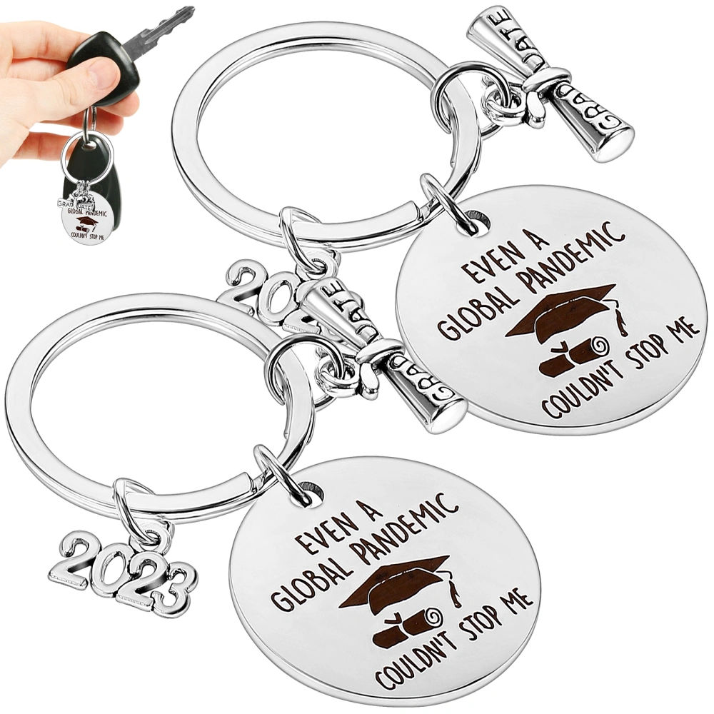 2 Pcs Graduation Gifts Keychains Unique Pendants Key Holders Stainless Steel Key Rings Backpack Ornaments for Boys Girls Sons Daughters Friends