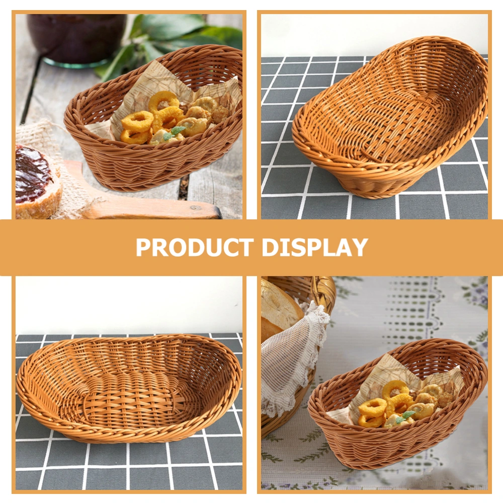 3Pcs Woven Bread Cake Pastries Baskets Kitchen Fruit Serving Tray Hand Woven Pantry Organizer