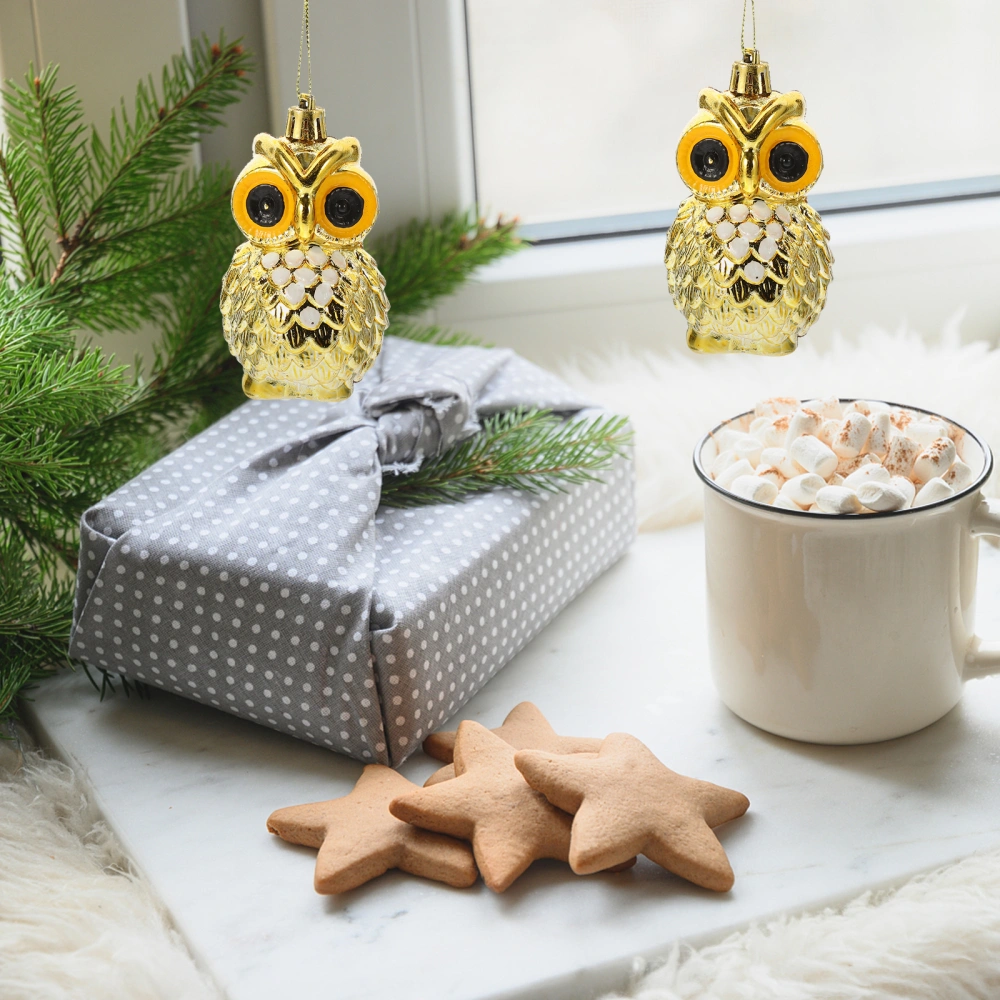 4pcs Christmas Themed Owl Shape Hanging Ornament Christmas Hanging Pendants