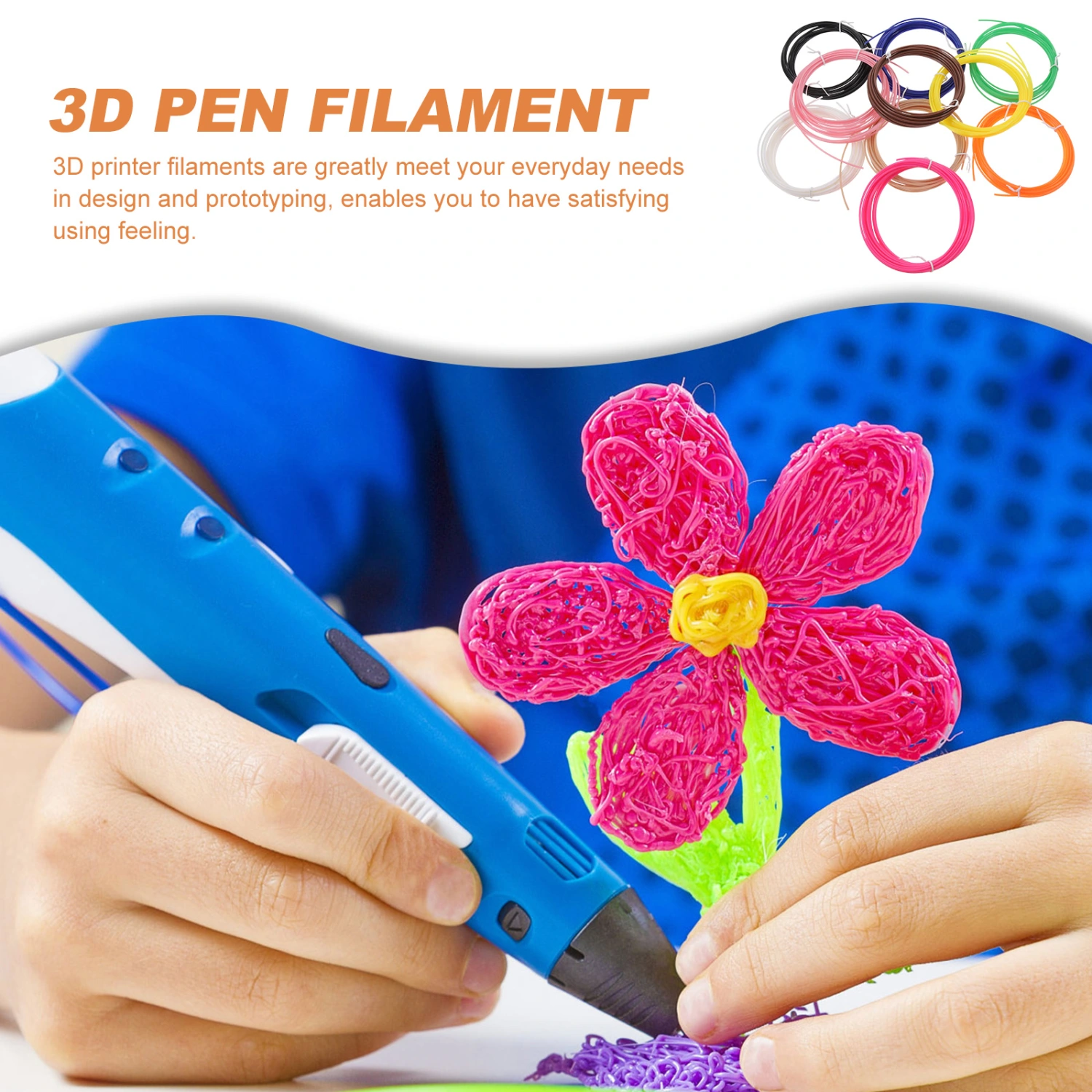 10pcs Printer Filament 1.75mm High Temperature Filament 3D Printer Accessories for Printing(5 Meters/roll)