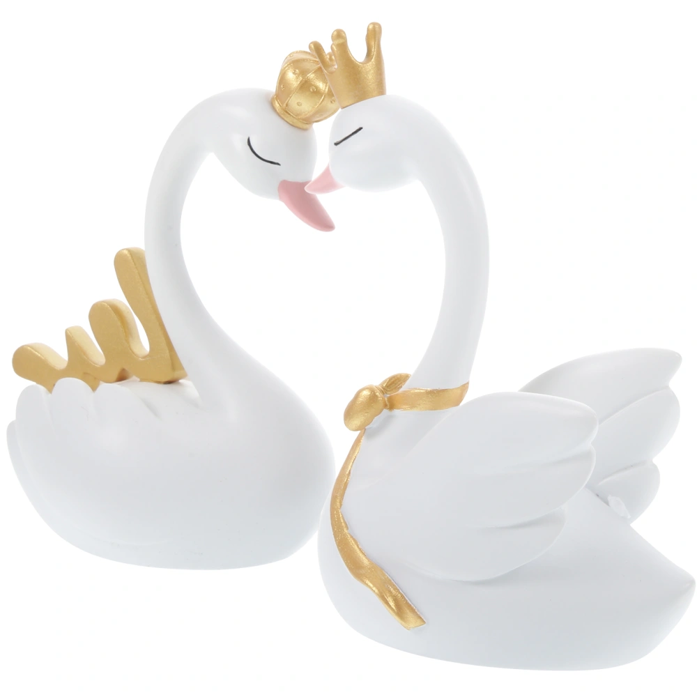 1 set of Resin Swan Statue Home Desktop Swan Decoration Swan Figurine Decorative Swan