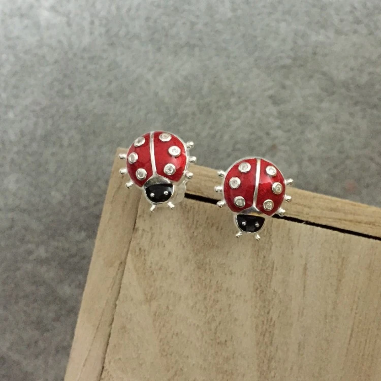 1 Pair Ear Studs Ladybug Earrings Women Ear Jewelries Ladybug Stud Earrings Small Ear Studs