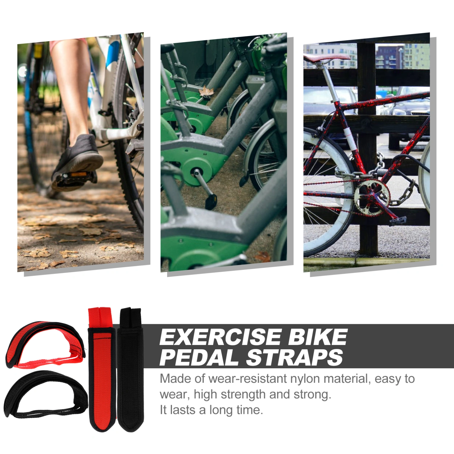 4pcs Exercise Bike Pedal Straps Gym Cycle Pedal Straps Adjustable Footrest Straps