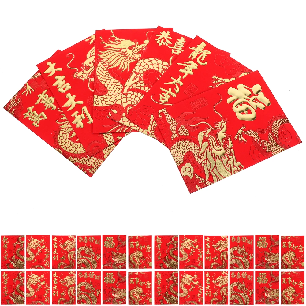 60pcs Traditional Red Pockets Creative Red Envelopes Gifts Festival Red Envelopes Mixed Style