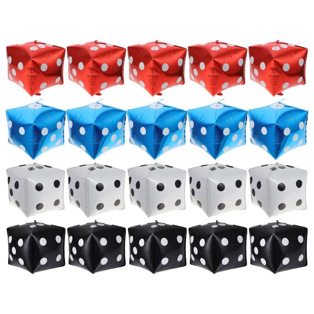 20pcs Dice Shaped Balloons Aluminium Foil Balloon Theme Party Decorations