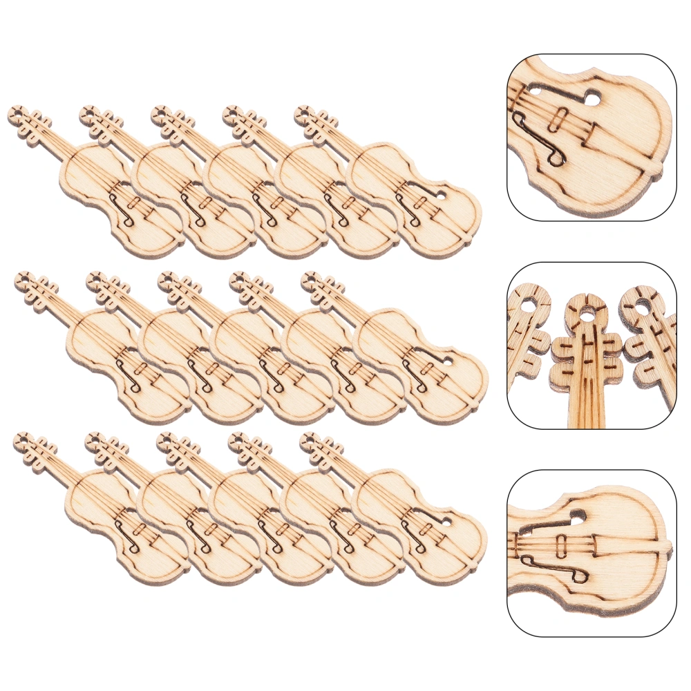 50pcs Wooden Blank Graffiti Charm Unfinished Wood Violin Shaped Slices DIY Accessories