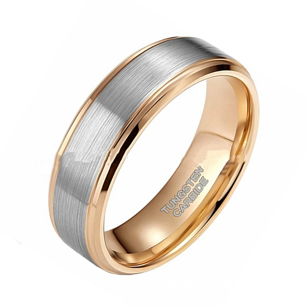 Men's 6mm Wide Rose Gold Lasha Tungsten Ring