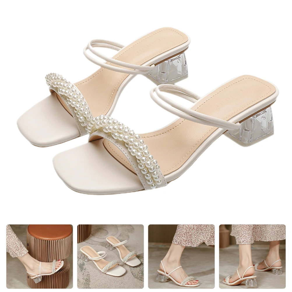 1 Pair Mid-heeled Sandals Women Summer Sandals Summer Footwear Outside Slippers