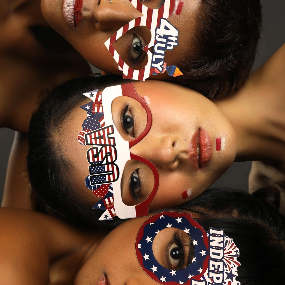 12pcs Independence Day Theme Party Eyewear Paper Made Patriotic Glasses Patriotic Party Eyeglasses