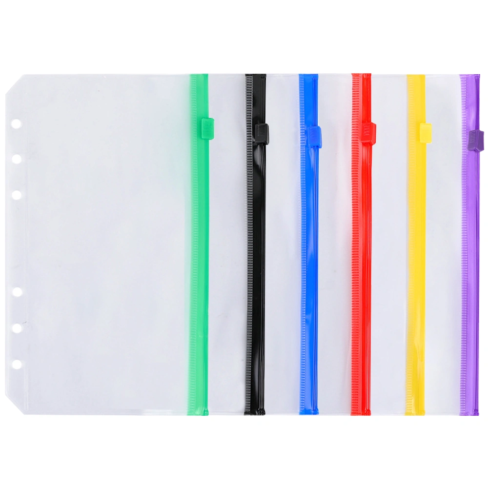 6pcs Notebook Refill Zipper Pockets 6-Holes Clear Pockets Organizing Pockets