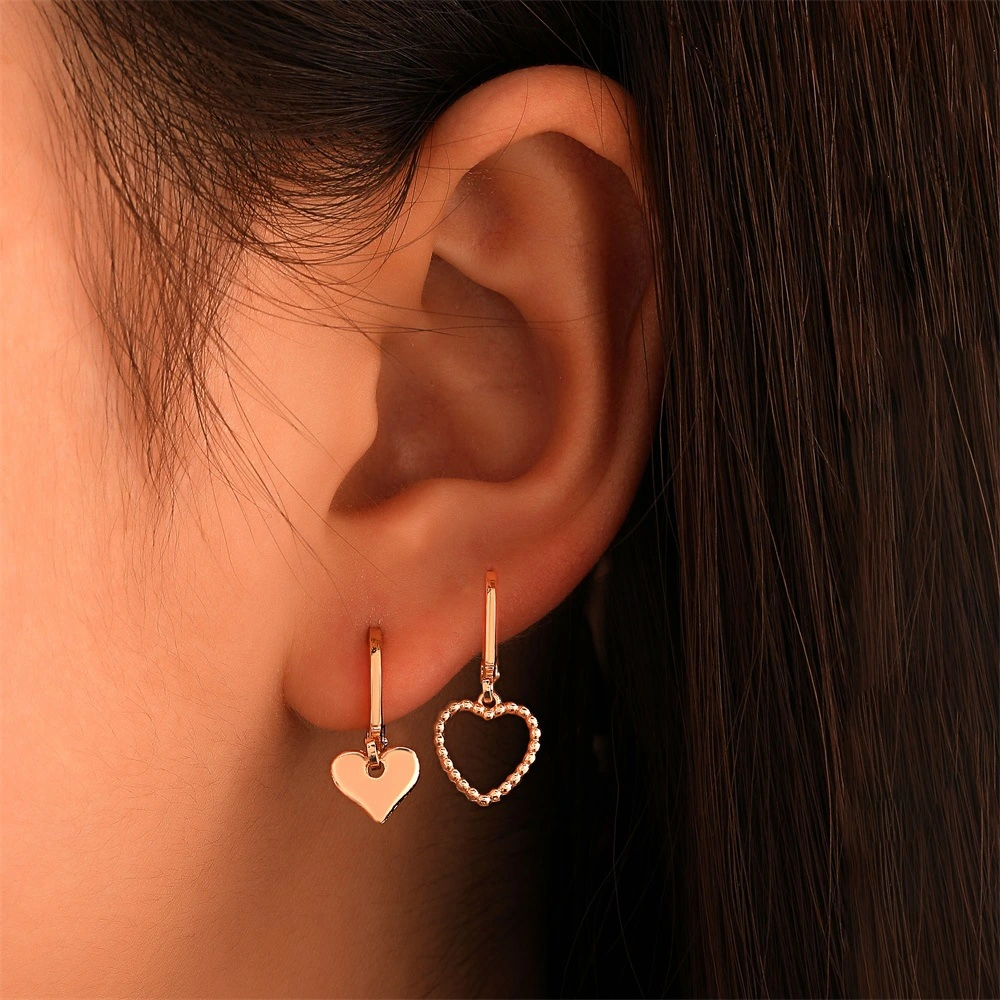 Simple Metal Asymmetric Love Earrings Ins Style Temperament