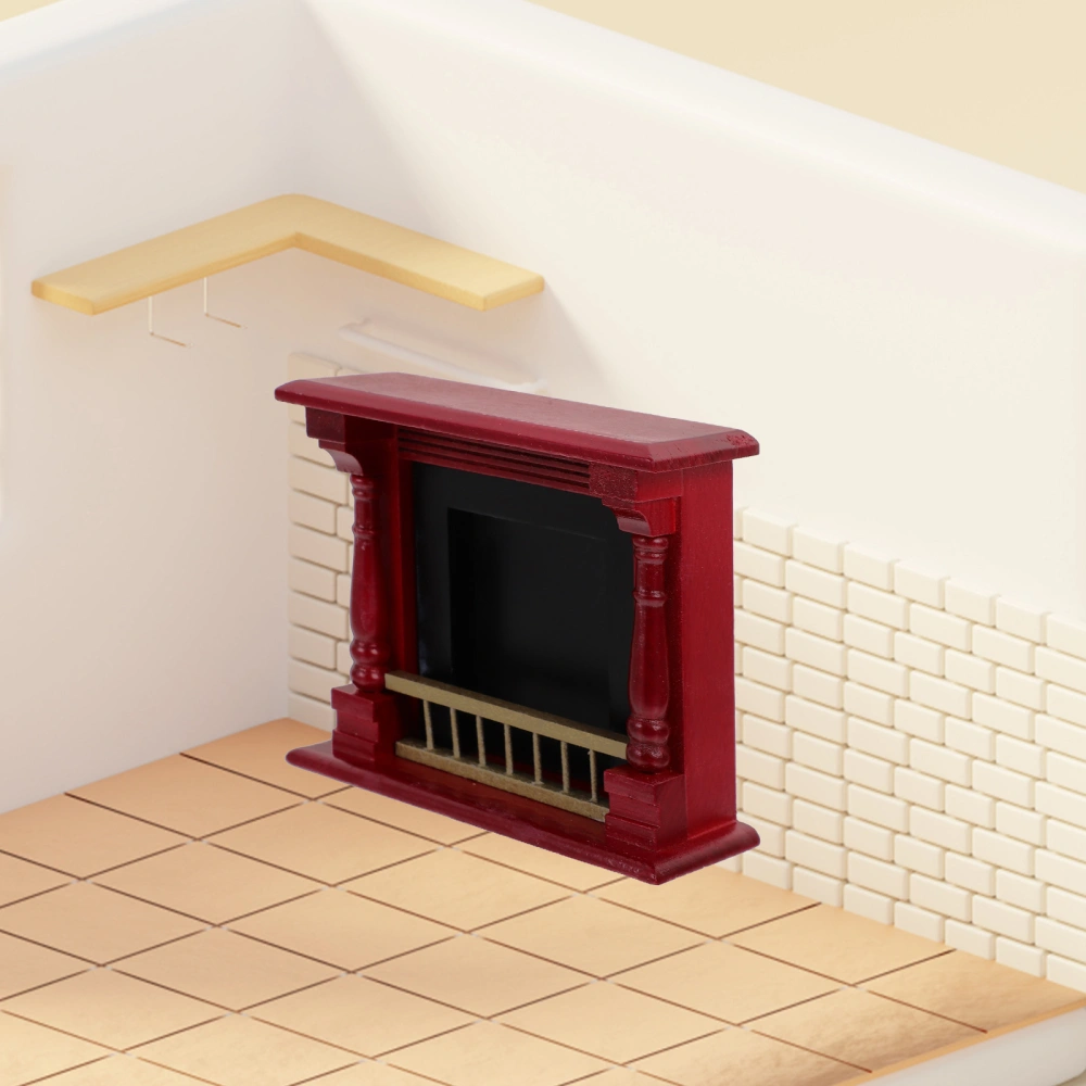 Mini House Wood Fireplace Doll House Mini Fireplace Model Miniature Furniture Model