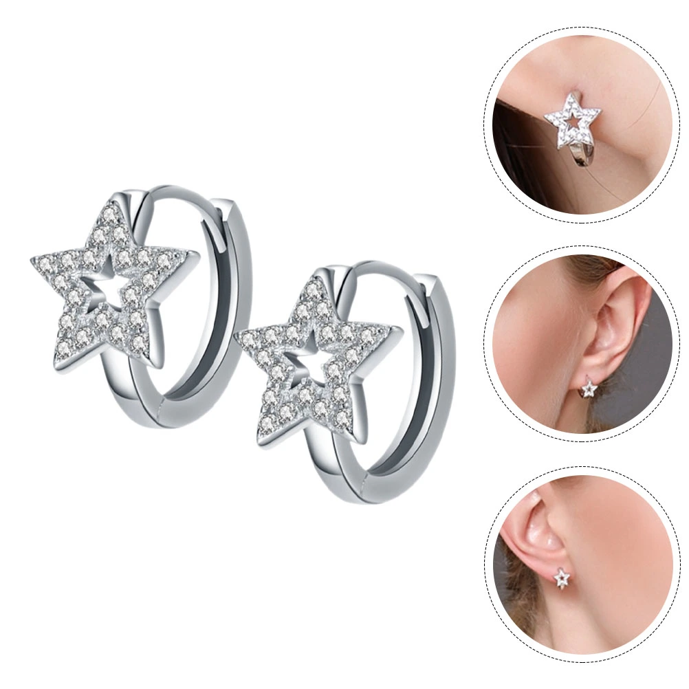 1 Pair Star Earrings Hollow Out Hoop Earrings Star Hoop Earrings Star Jewelry Gifts