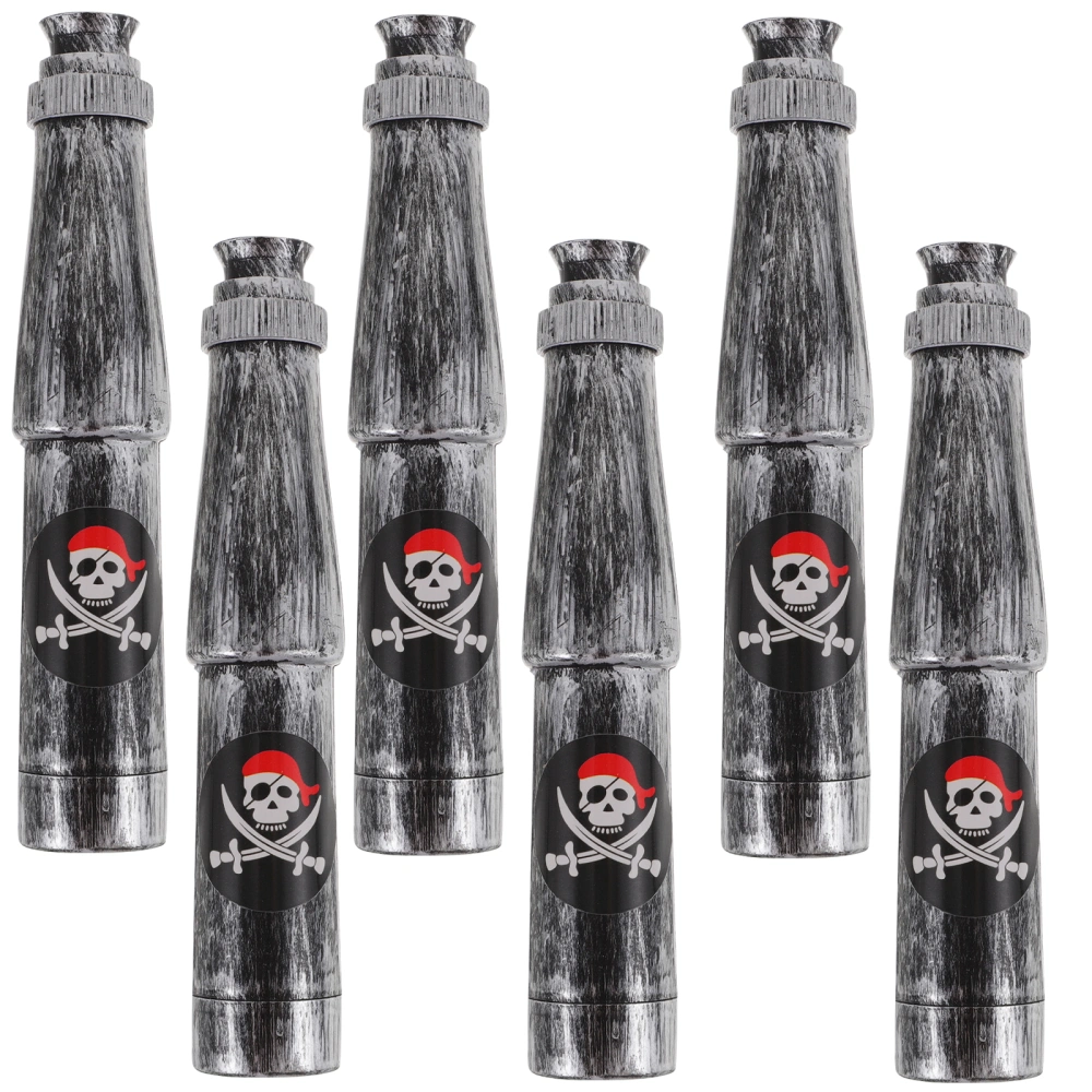 6pcs Plastic Pirate Telescopes Pirate Party Costume Monocular Telescopes for Kids