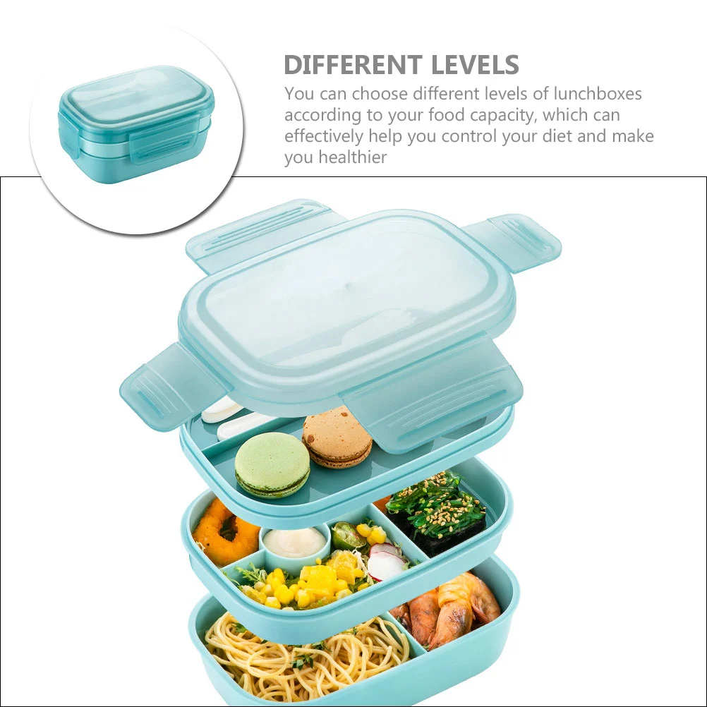 Lunch Box Kids Lunch Box For School Plastic Bento Container Food Container with Tableware Soup Bowl