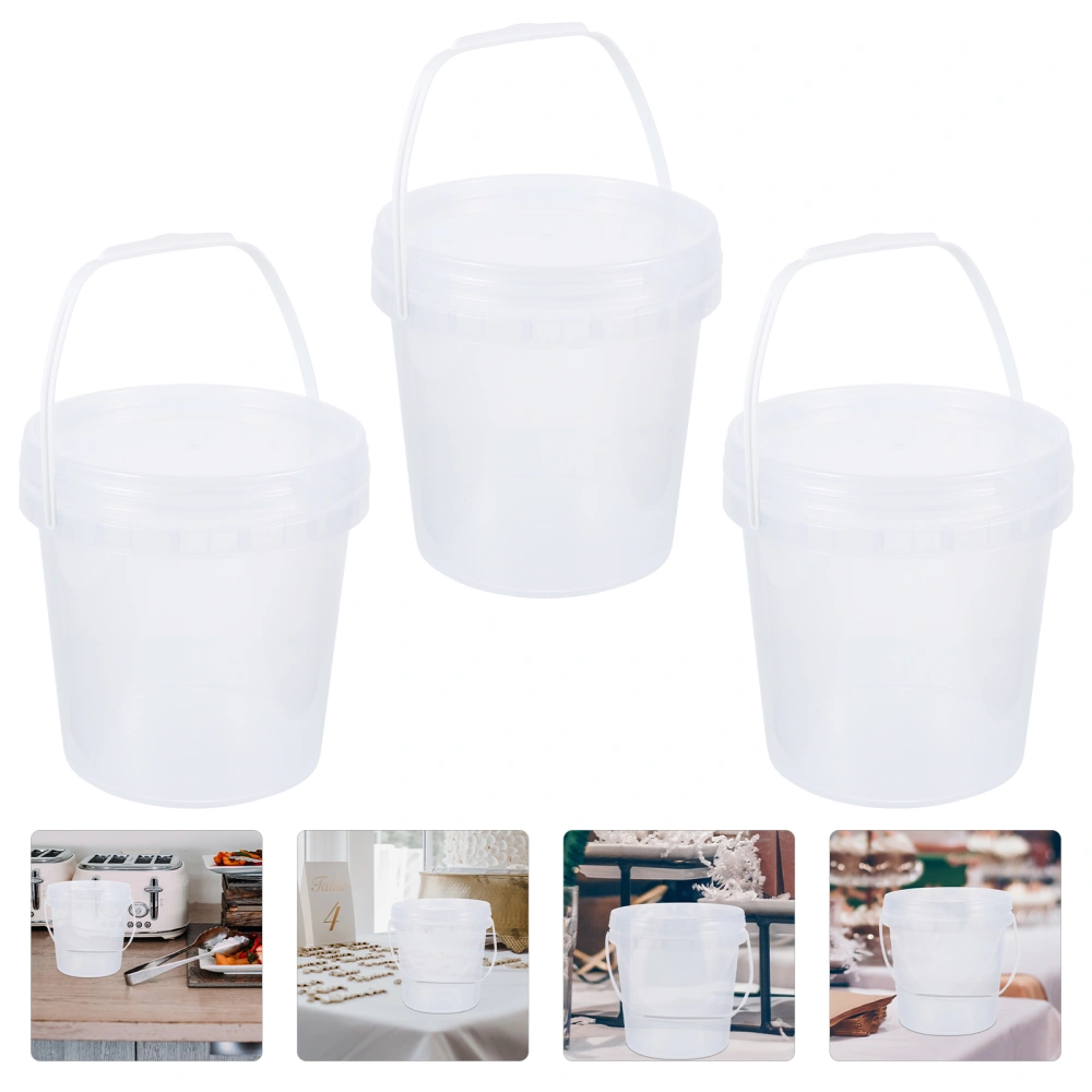 3pcs Food-grade Ice-cream Storage Bucket Thicken Plastic Bucket Transparent Refrigerator Bucket