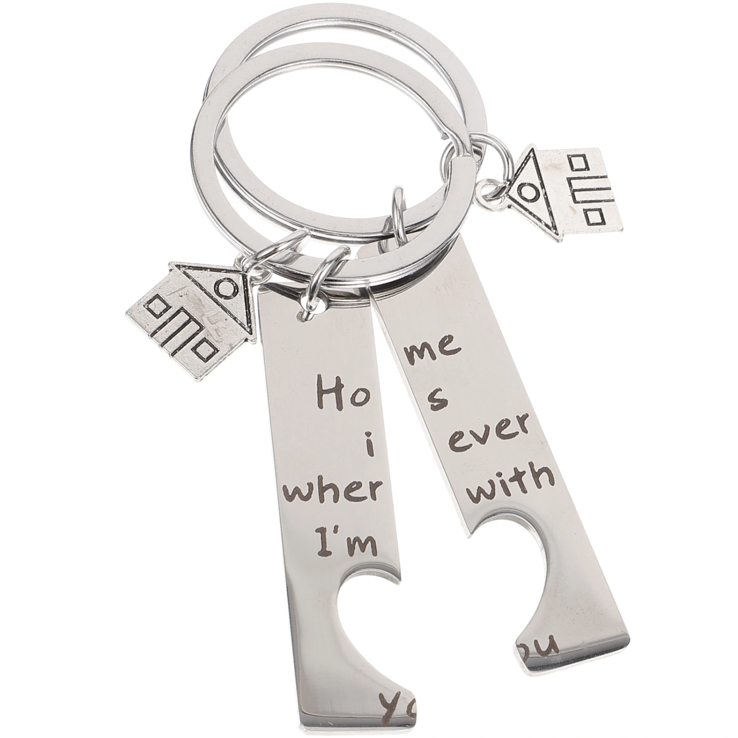 2Pcs New Home Keychain Decorative Metal Keychain Small Metal Keychain New Home Hanging Keychain