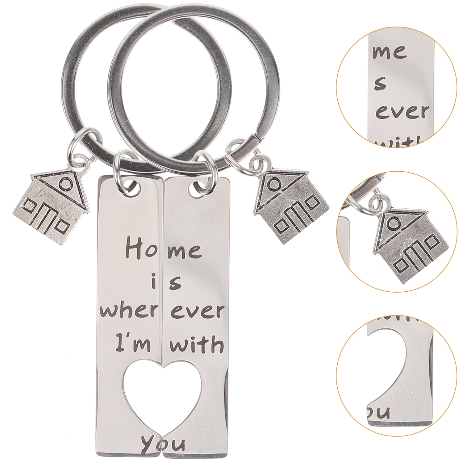 2Pcs New Home Keychain Decorative Metal Keychain Small Metal Keychain New Home Hanging Keychain