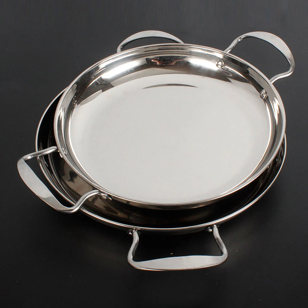 Stainless Steel Korean Cooking Pot Double Handle Seafood Pot Pan Household Kitchenware