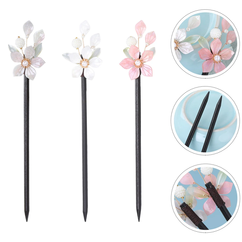 3 pcs Chinese Hair Sticks Wooden Hair Sticks Decorative Hair Chopsticks Bun Hair Sticks