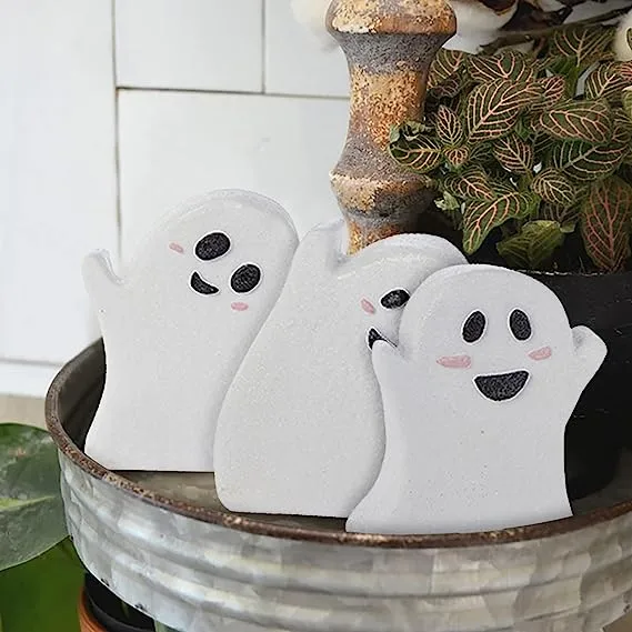 3pcs Halloween Decor Ghost Sign Table Tiered Tray Decorations Halloween Sign