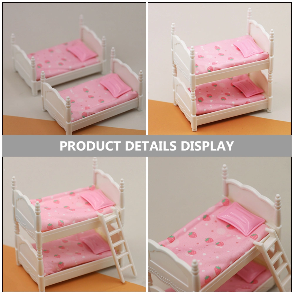 1 Set of Miniature Bunk Bed Model Toy Mini House Bed Doll House Miniature Furniture Prop