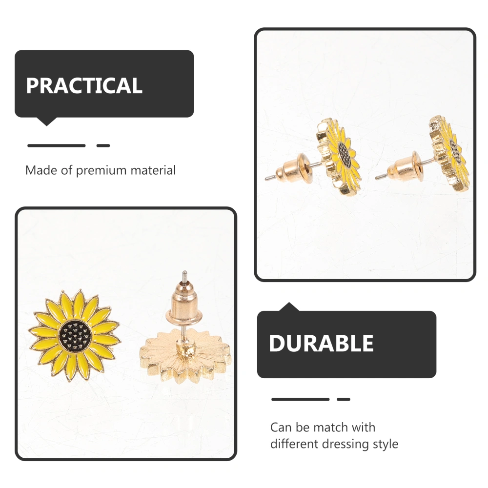 1 Pair Ear Studs Teen Girls Sunflower Earrings Women Fashionable Earrings Cute Ear Jewelries