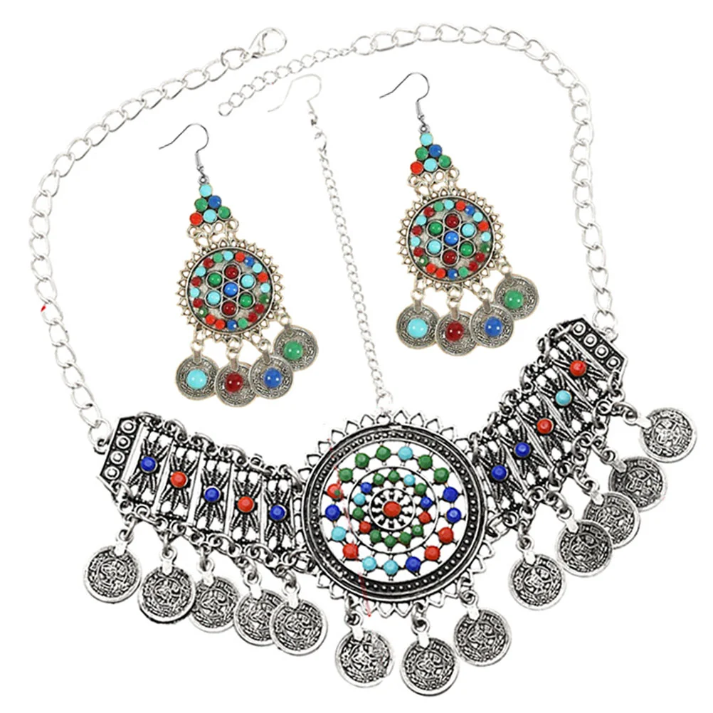 1 Set Women Head Chain Hook Earrings Bohemian Style Headpiece Forehead Chain Vintage Jewelries