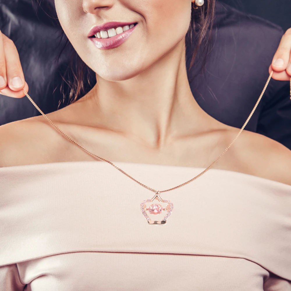 Women Crown Heart Pendant Necklace Decorative Necklace Fashion Necklace Jewelry for Girls