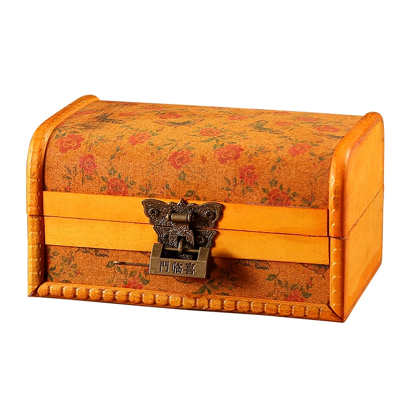 European Retro Jewelry Box Jewelry Lipstick Storage Box Wooden Box with Lock