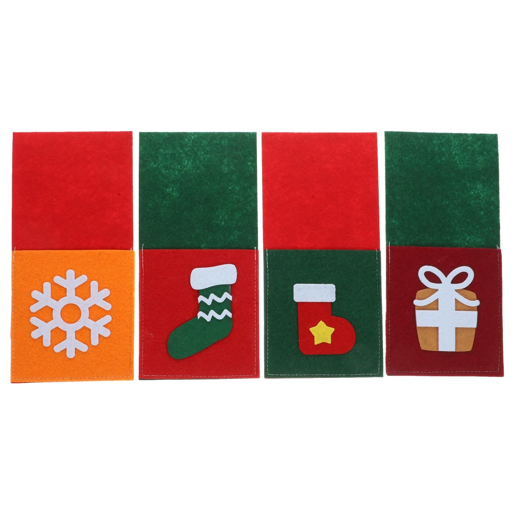 4pcs Felt Cutlery Bag Christmas Themed Cutter Fork Storage Bags Mixed Style