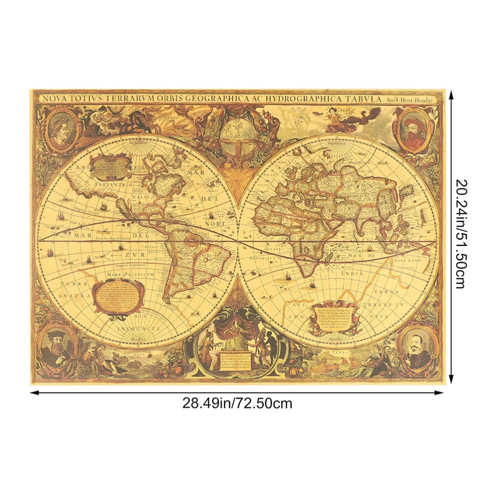 5pcs World Map Posters World Map Wall Arts Retro Nautical Map Posters Decorations