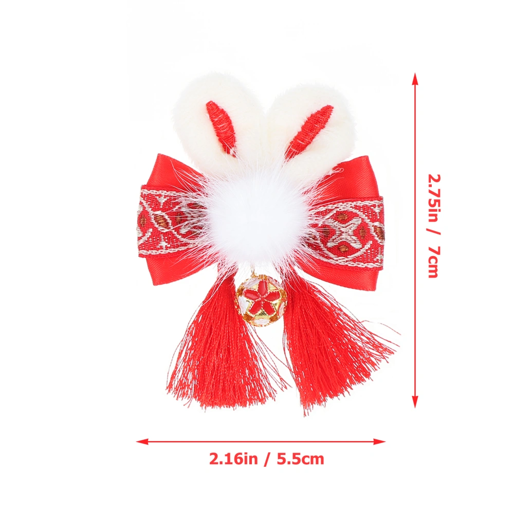 2 pcs Rabbit Ear Hair Clips Chinese Style Girl Bunny Ear Hair Clips Decorative Hair Clips with Tassel