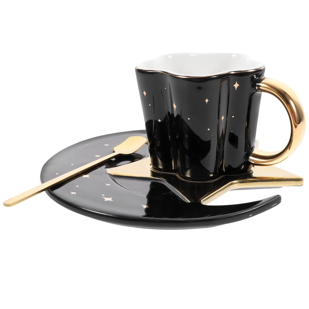 1 set of Coffee Cup Star Moon Design Saucer With Spoon Afternoon Tea Cup Water Cup