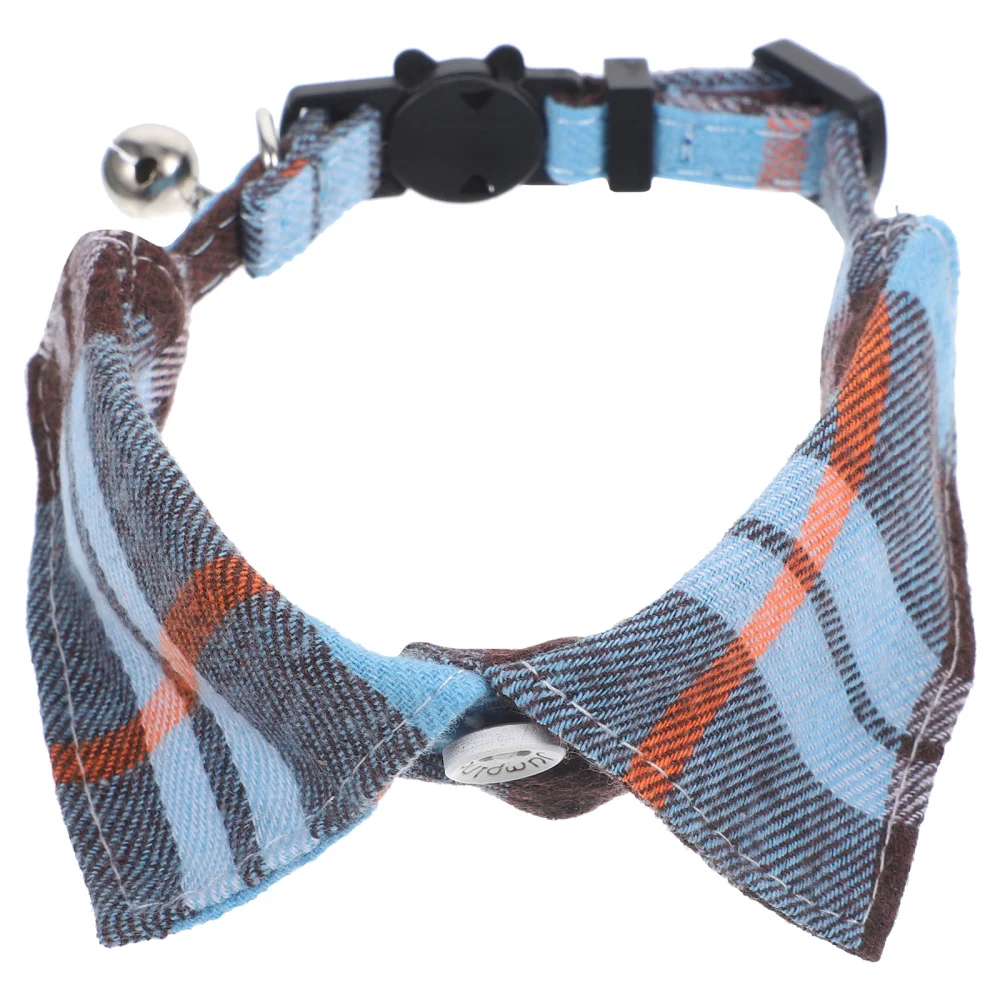 Cat Collar Cute Kitten Collar with Bell Plaid Cat Collar Adjustable Pet Collar