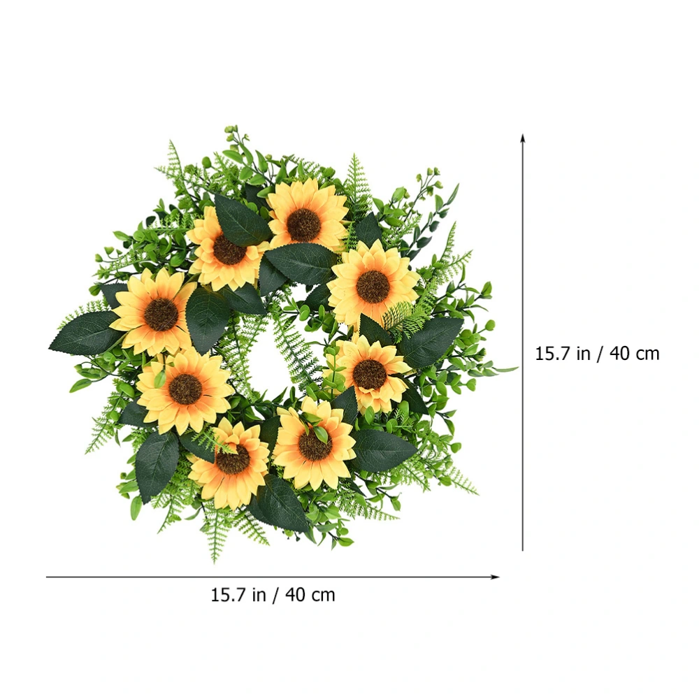 Artificial Sunflower Wreath Decorative Sunflower Wreath Door Decor Countryside Style Door Pendant